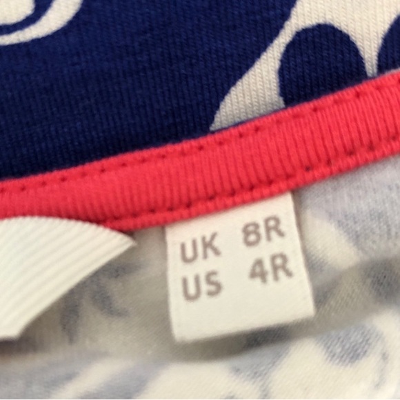 Boden bird print Lucie blue and white jersey tunic mini dress size 4 - Picture 8 of 8